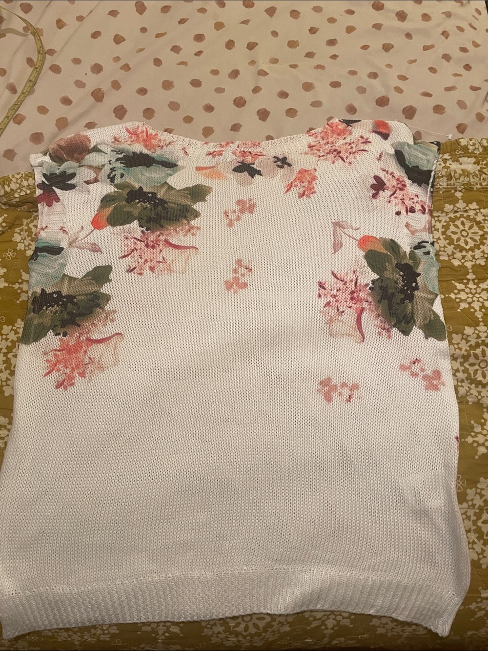 Luisa Ricci White Floral Knit Tank Top